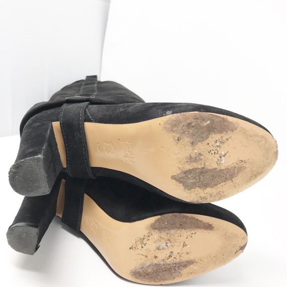 Joan and David Dachoice Black Suede Overlap Chunky Heeled Knee Hi Boots Size 7.5 - Picture 13 of 15